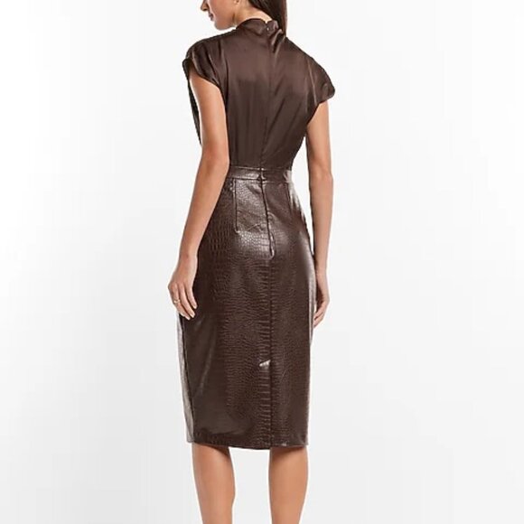 Cap Sleeve Draped Neck Sheath Cocktail Dress - Picture 2 of 5